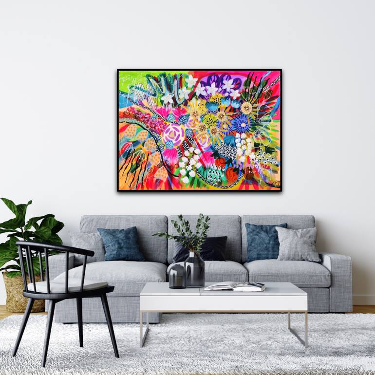 Original Abstract Floral Painting by Saga Jay