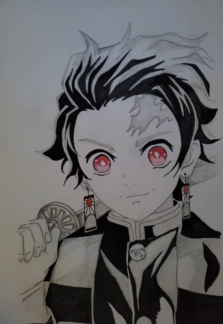 Demon slayer Tanjiro Drawing by Orland Kalunga | Saatchi Art