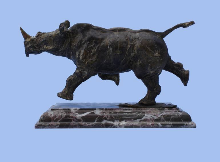 Rhino, bronze, 2007 year ,H-15 cm - Print