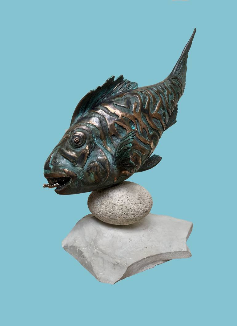 Original Figurative Fish Sculpture by Serhii Brylov