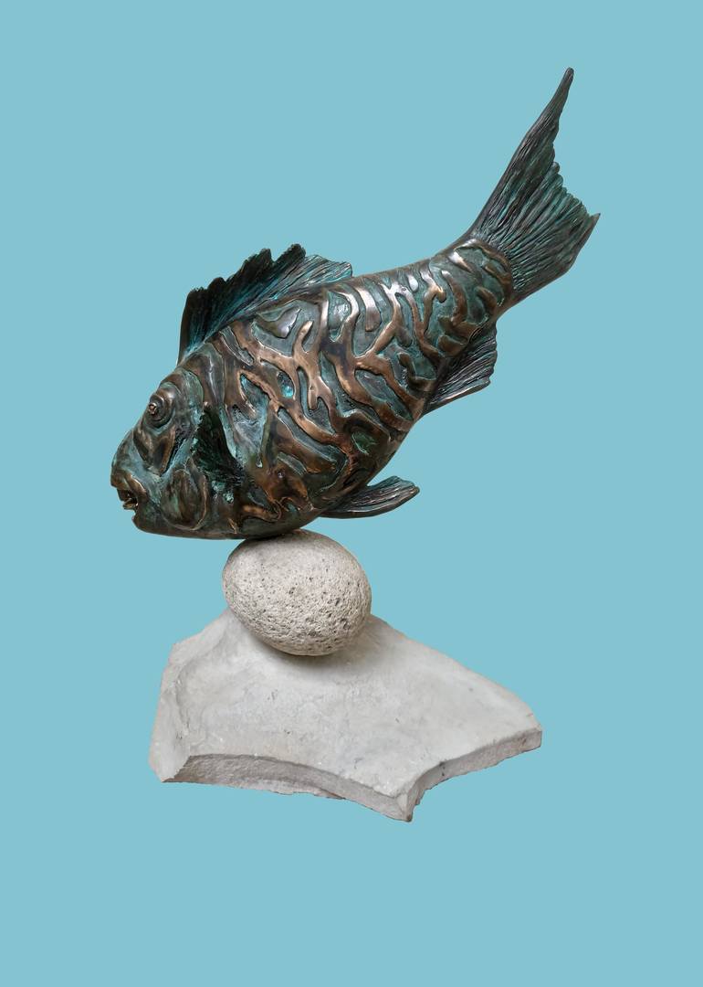 Original Figurative Fish Sculpture by Serhii Brylov