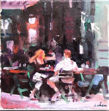 “Dining at Buddy's Cafe” 20x20cx1,6cm ÖL auf leinwand thumb