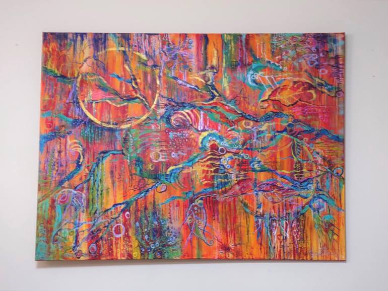 Original Abstract Expressionism Nature Painting by Judith Panditharatne