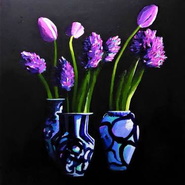 HYACINTHS & TULIPS IN BLUE & WHITE thumb
