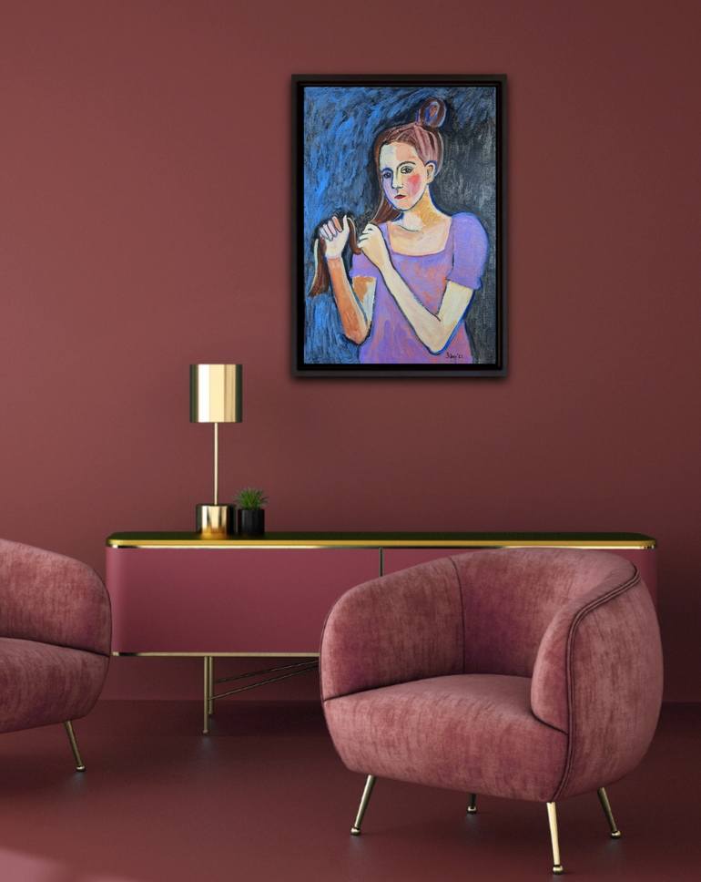 Original Expressionism People Painting by Liuba Zdor