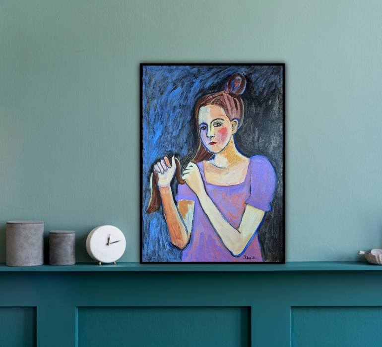 Original Expressionism People Painting by Liuba Zdor