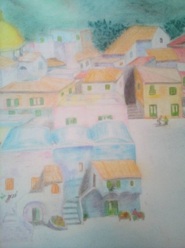 Original Realism Beach Drawing by Rosi Rita