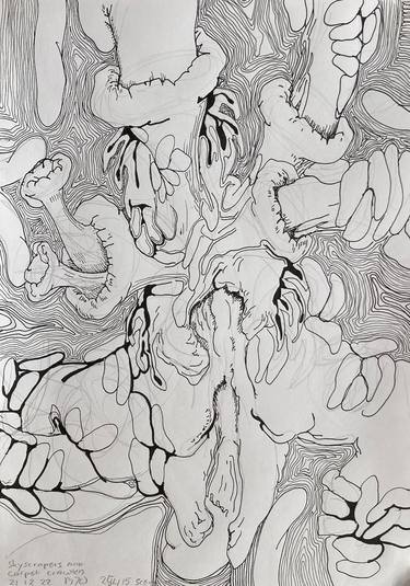 Original Abstract Expressionism Body Drawings by Matthijs Waardenburg