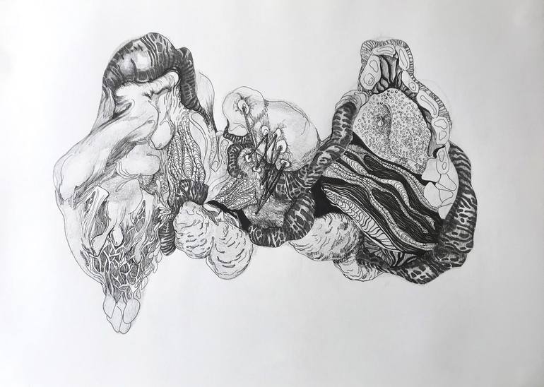 Original fantastic realism Abstract Drawing by Matthijs Waardenburg