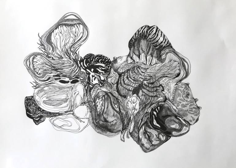 Original Abstract Body Drawing by Matthijs Waardenburg