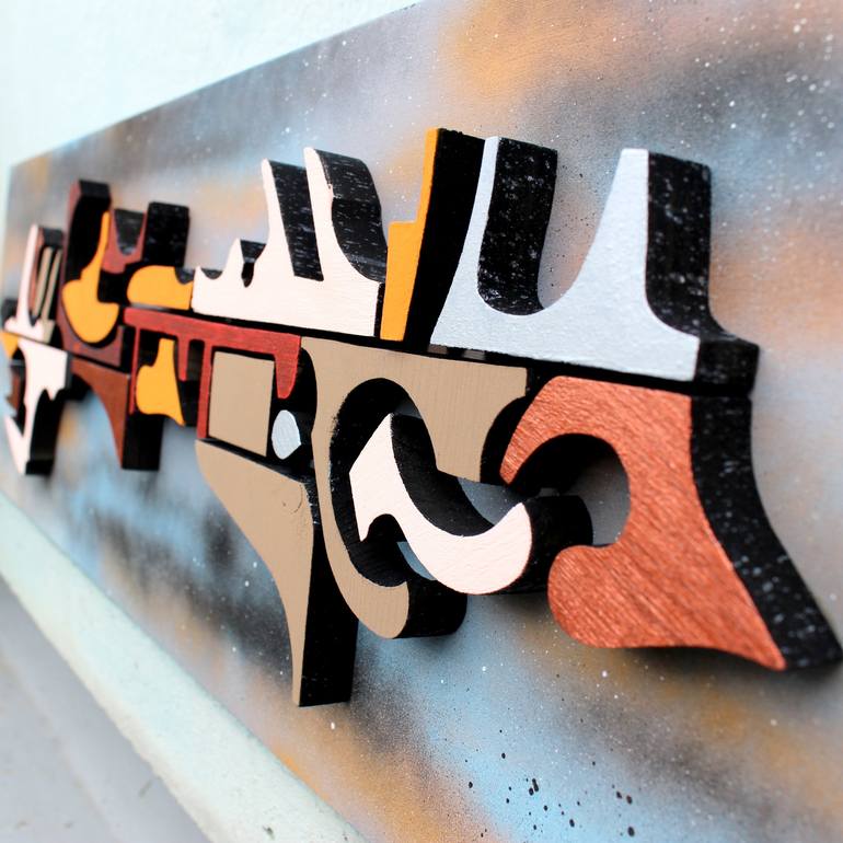 Original graffiti Abstract Sculpture by David Dela