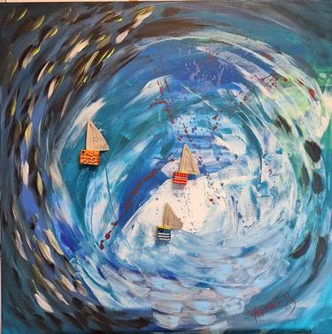 Original Abstract Expressionism Sailboat Paintings by Maja Jakumatović-YAKUMATO