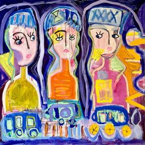 "Gossip Girls" Original Abstract Face Painting by Aleea Jaques