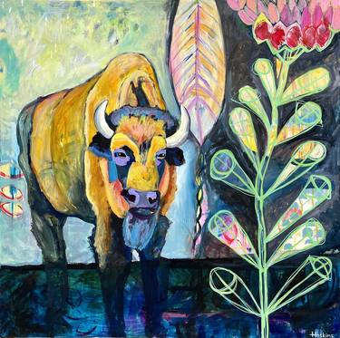 Bison with Flower thumb