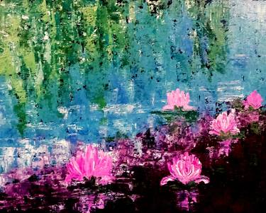 Original Abstract Expressionism Garden Painting by Ritu Pal