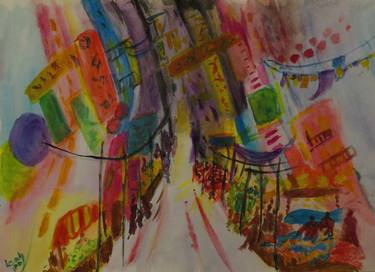 Print of Abstract Cities Paintings by leah saban