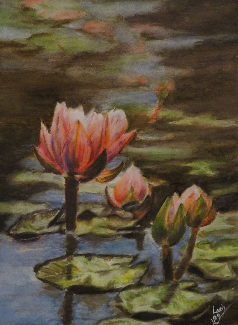Ye Olde Waterlily Pond Painting by Leah Saban | Saatchi Art