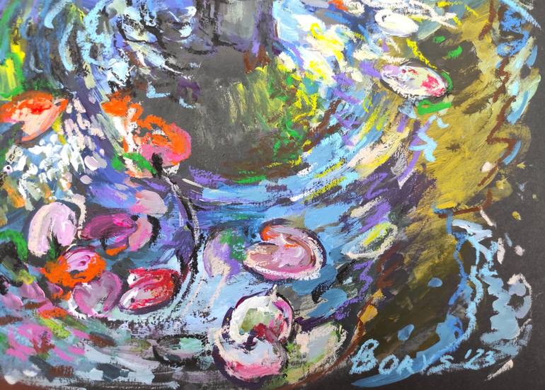 Original Abstract Floral Mixed Media by Tetiana Borys