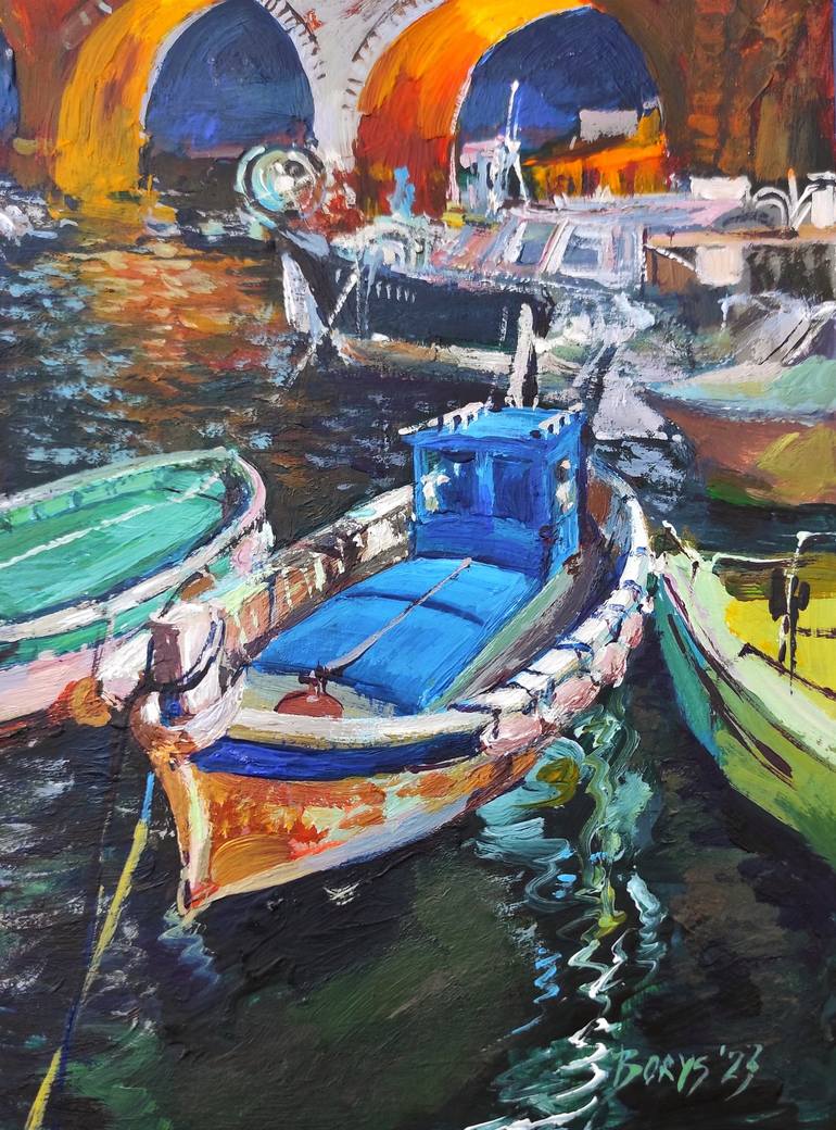 Original Boat Painting by Tetiana Borys