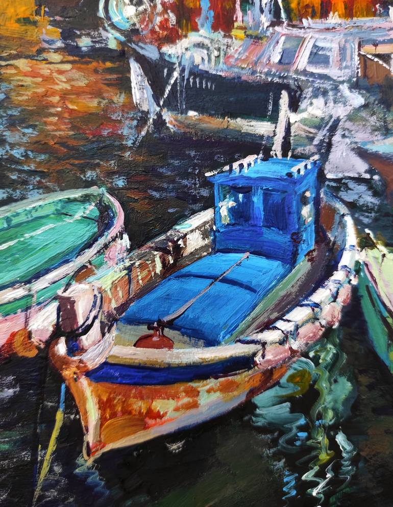 Original Boat Painting by Tetiana Borys