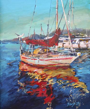 Original Boat Paintings by Tetiana Borys