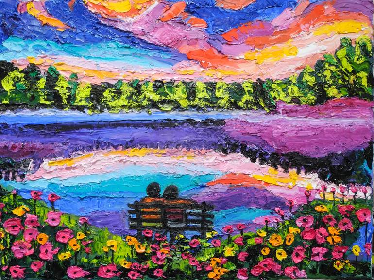 Original Landscape Painting by Jill Nassau Rosenberg | Contemporary Art on Canvas | At the Lake