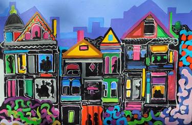 Original Expressionism Cities Paintings by Jill Nassau Rosenberg