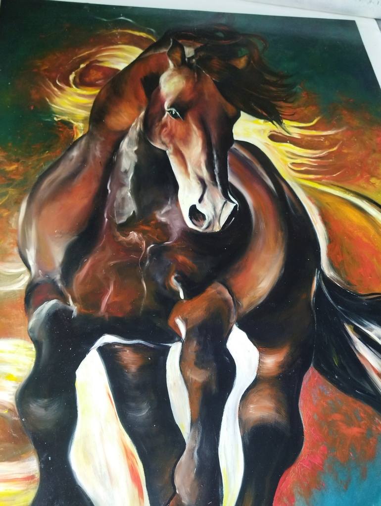 Original Abstract Horse Painting by Maryam M Ahmed