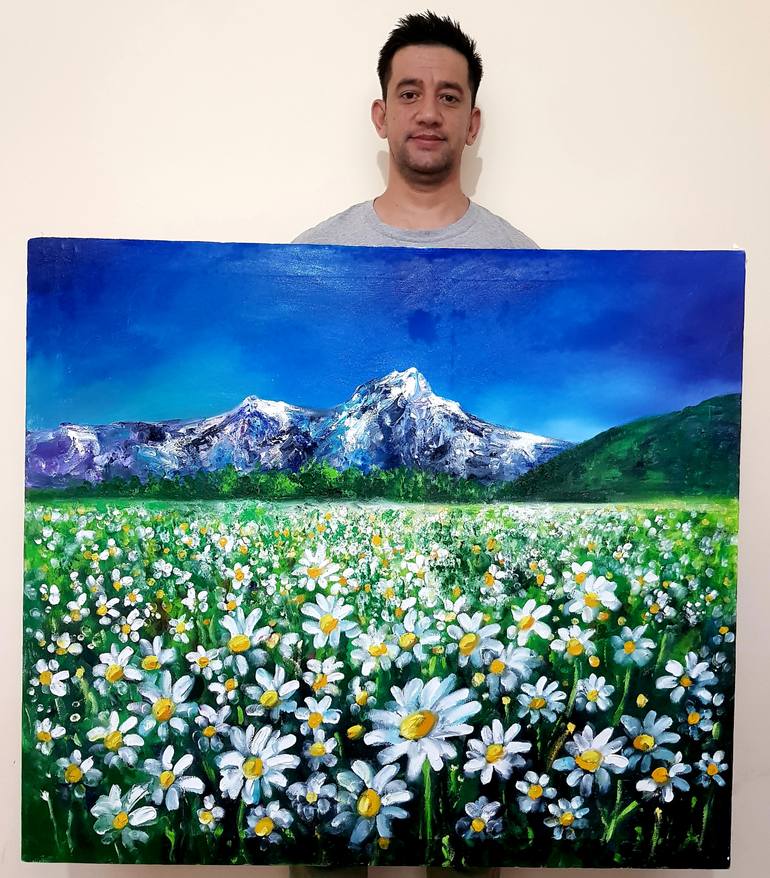 Original Abstract Expressionism Landscape Painting by Homayoun Amani