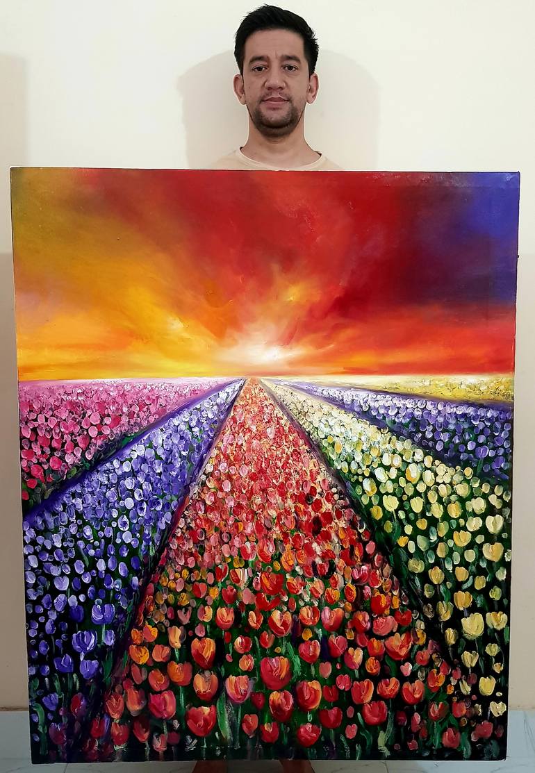 Original Abstract Expressionism Landscape Painting by Homayoun Amani