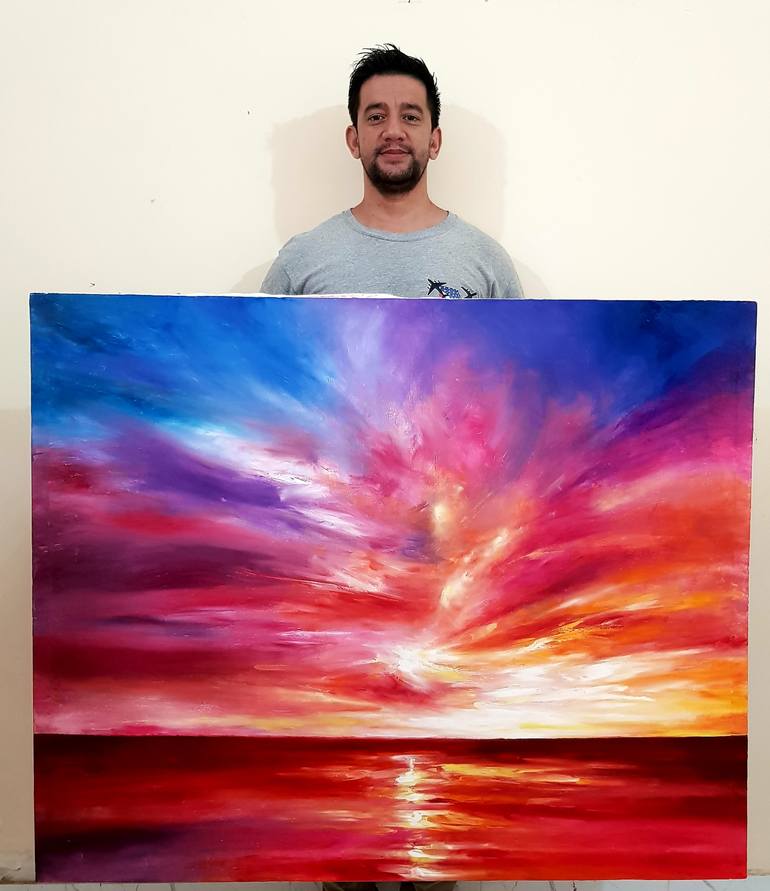 Original Abstract Expressionism Seascape Painting by Homayoun Amani