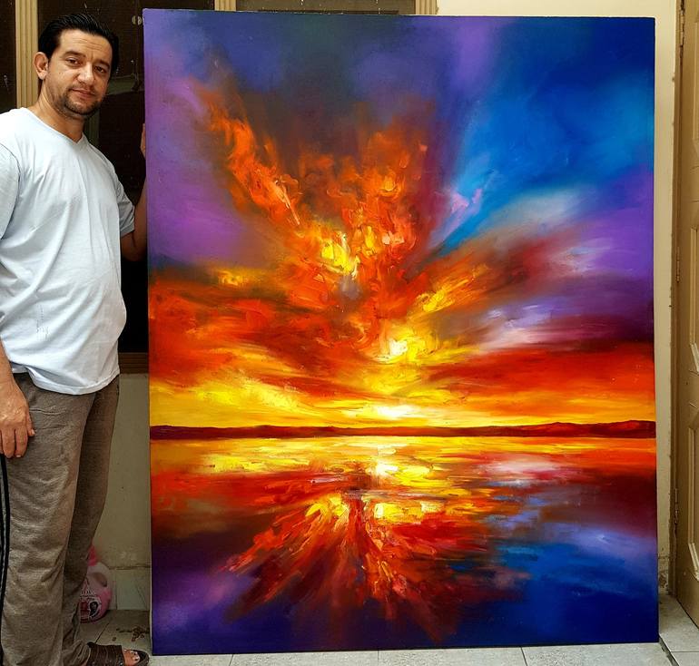 Original Abstract Expressionism Seascape Painting by Homayoun Amani