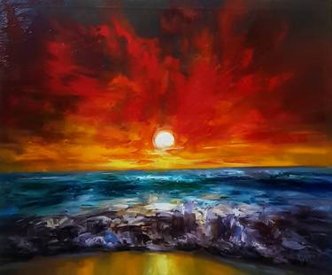 Original Abstract Beach Paintings by Homayoun Amani