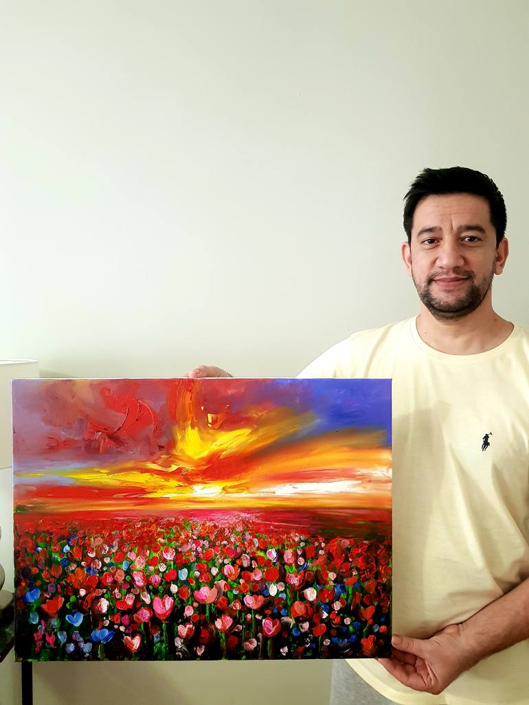 Original Abstract Expressionism Landscape Painting by Homayoun Amani