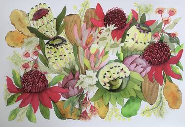 Proteas and Wildflowers- Fine Art Giclée Print thumb