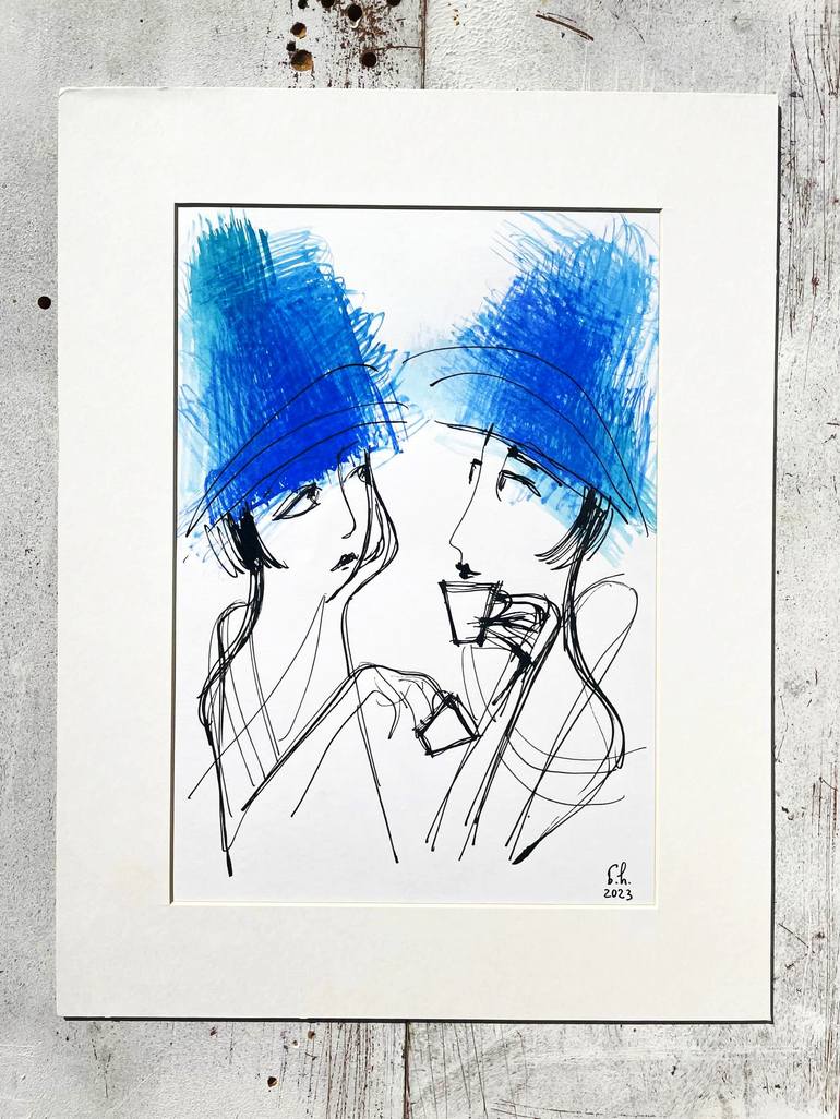 Original Fine Art Women Drawing by Nino Chitaishvili