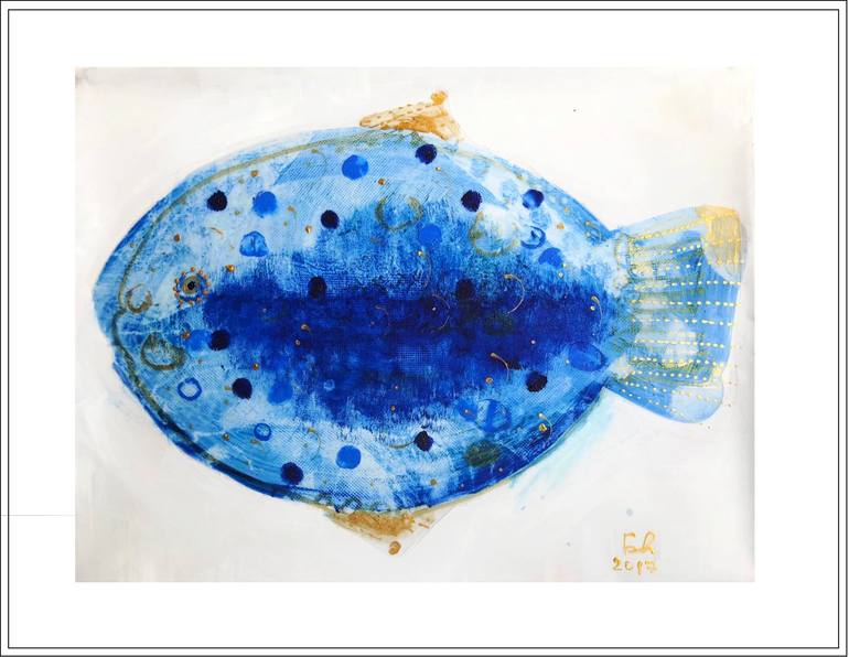 Original Contemporary Fish Painting by Nino Chitaishvili