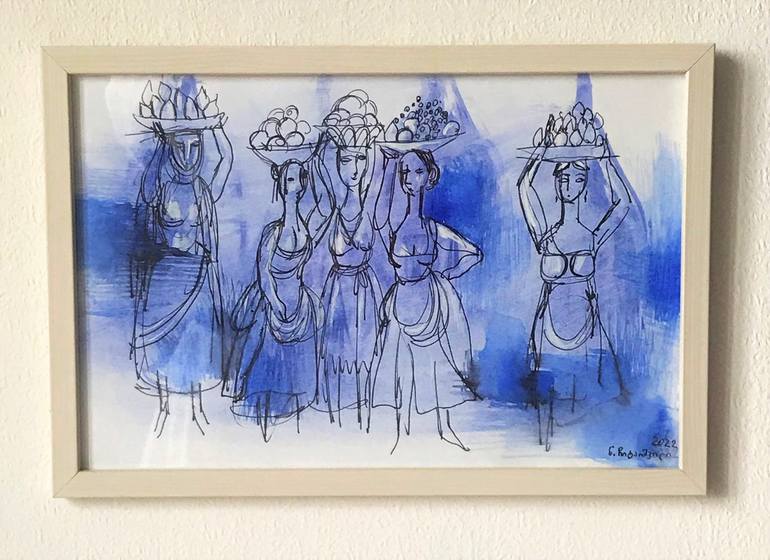 Original Fine Art Women Drawing by Nino Chitaishvili