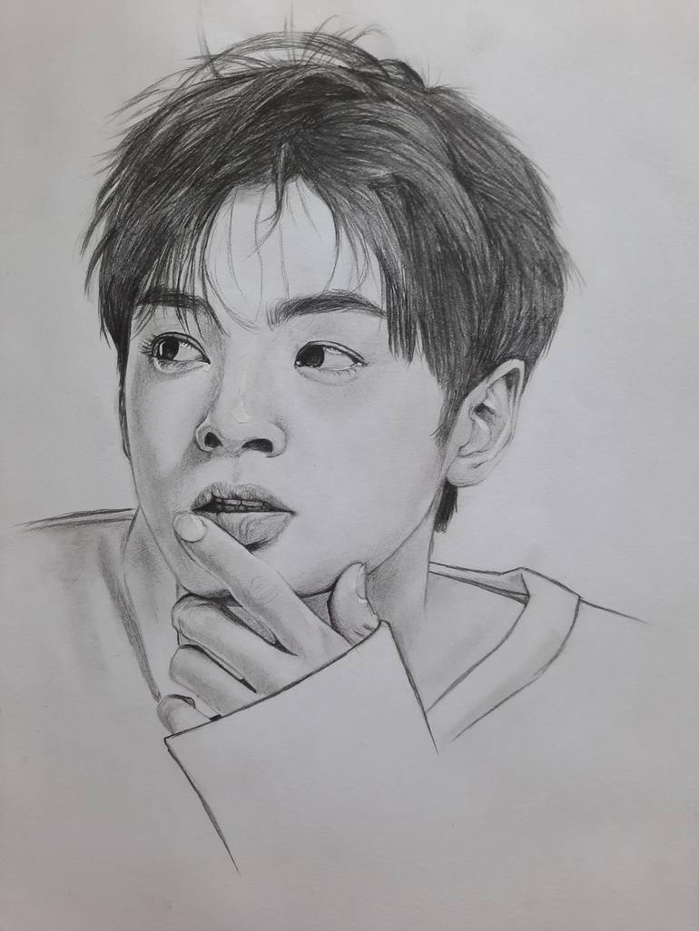 Cha Eun woo Drawing by asel Madiarova Saatchi Art