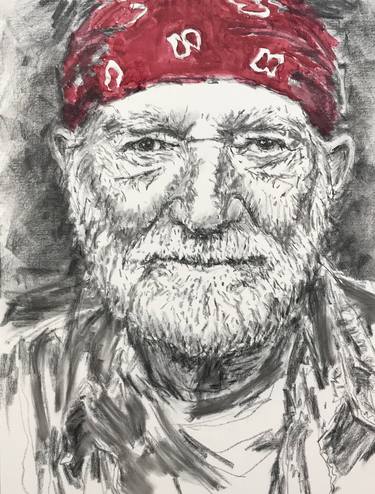 Portrait on canvas of Willie Nelson thumb