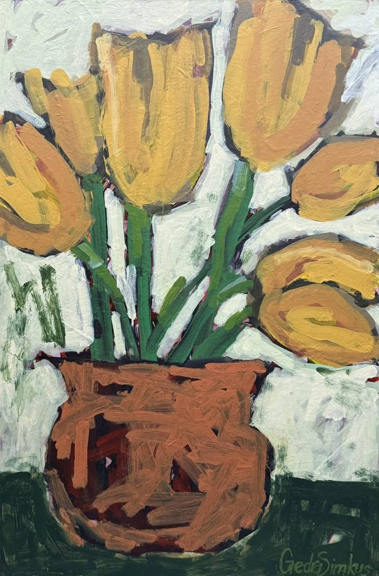 Original Abstract Expressionism Floral Paintings by Gedras Art