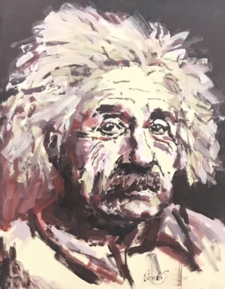 Original Famous Painting by Gedras Art  Abstract Expressionism Art on Canvas  Einstein