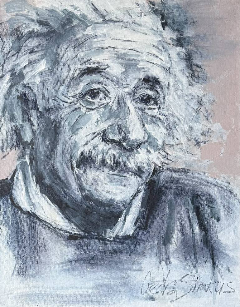 Original Famous Painting by Gedras Art  Contemporary Art on Canvas  Moment of Einstein
