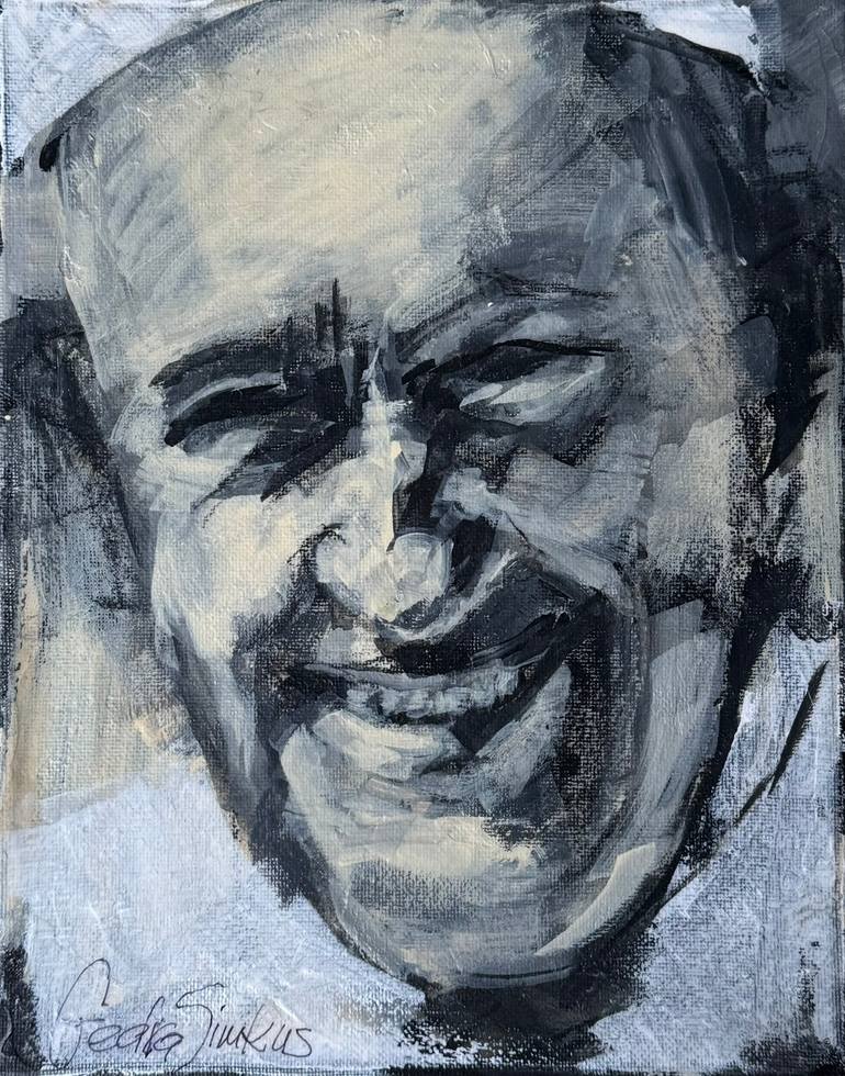 Original Famous Painting by Gedras Art  Portraiture Art on Canvas  Pope Francis Smiling