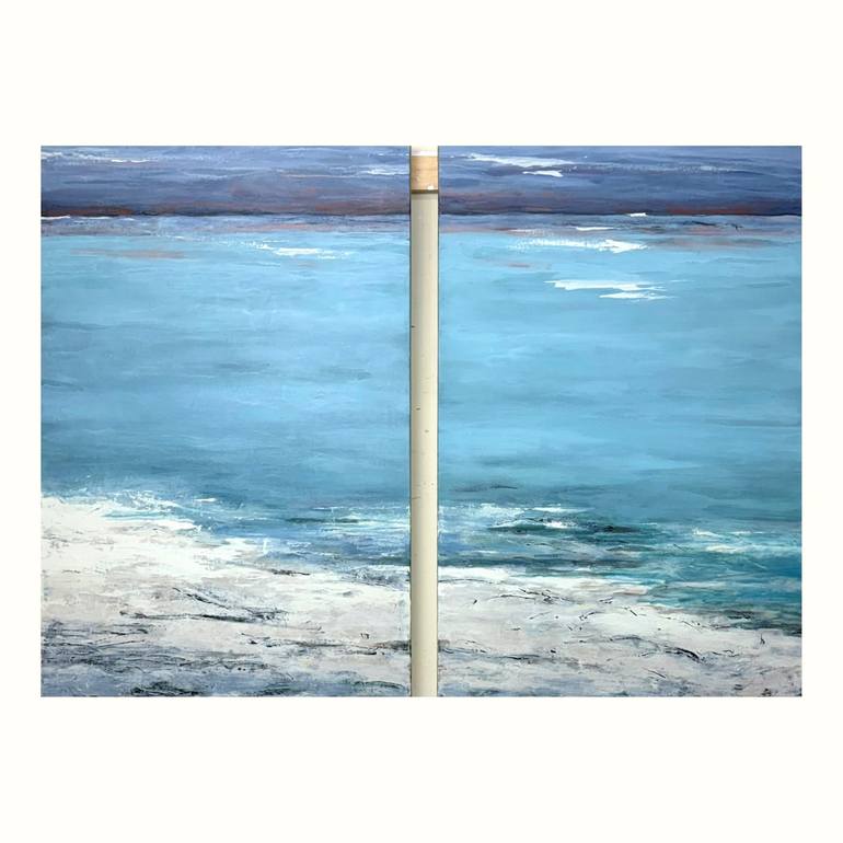 Original Seascape Painting by Gedras Art | Abstract Expressionism Art on Canvas | Where the Water Remembers (diptych)