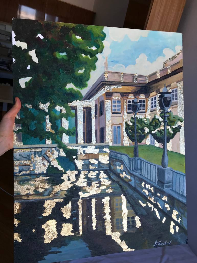 Original Art Deco Landscape Painting by Anhelina Trachuk
