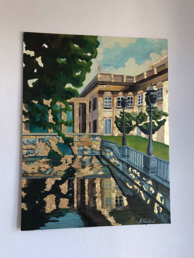 Original Art Deco Landscape Painting by Anhelina Trachuk