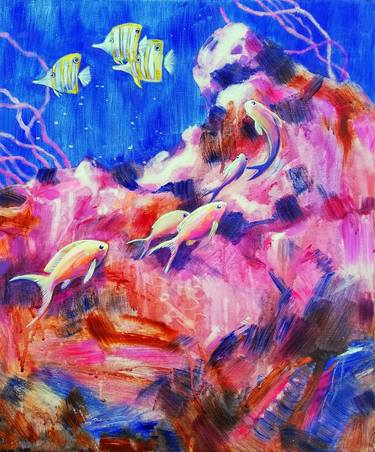 Original Expressionism Fish Paintings by Irina Tikhonova