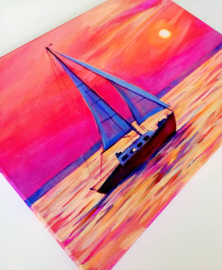 Original Contemporary Boat Painting by Irina Tikhonova