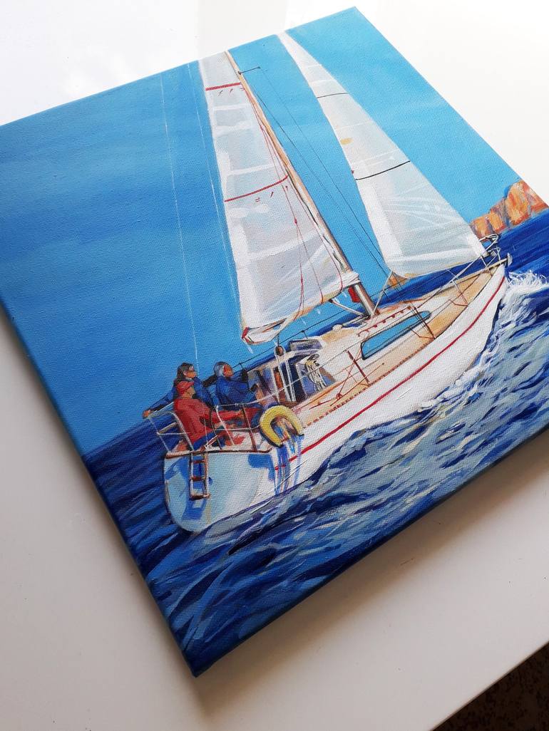 Original Impressionism Boat Painting by Irina Tikhonova